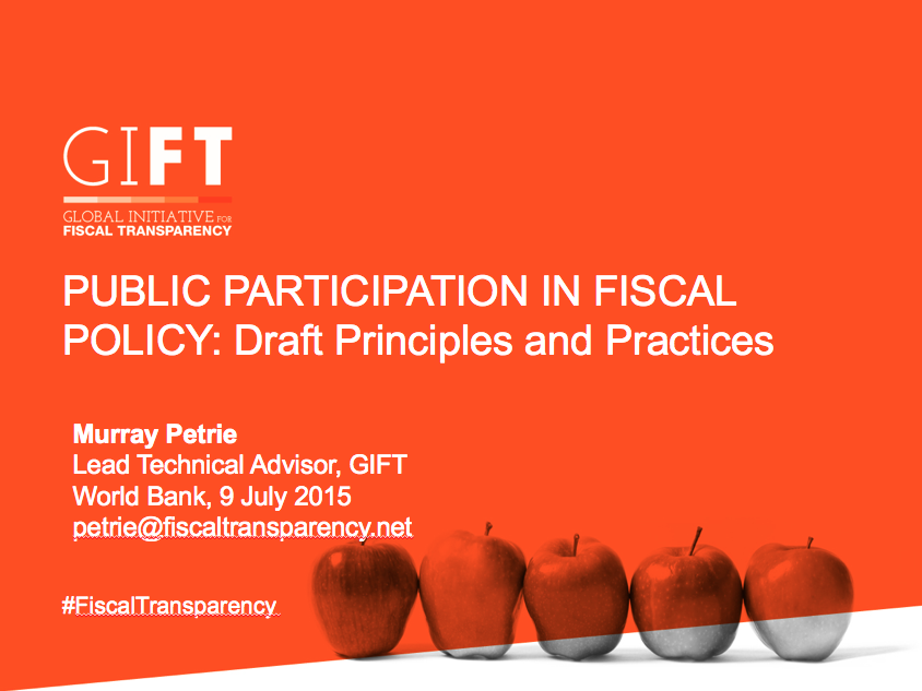 Public Participation in Fiscal Policy: Draft Principles and Practices. Presentation with the GPSA