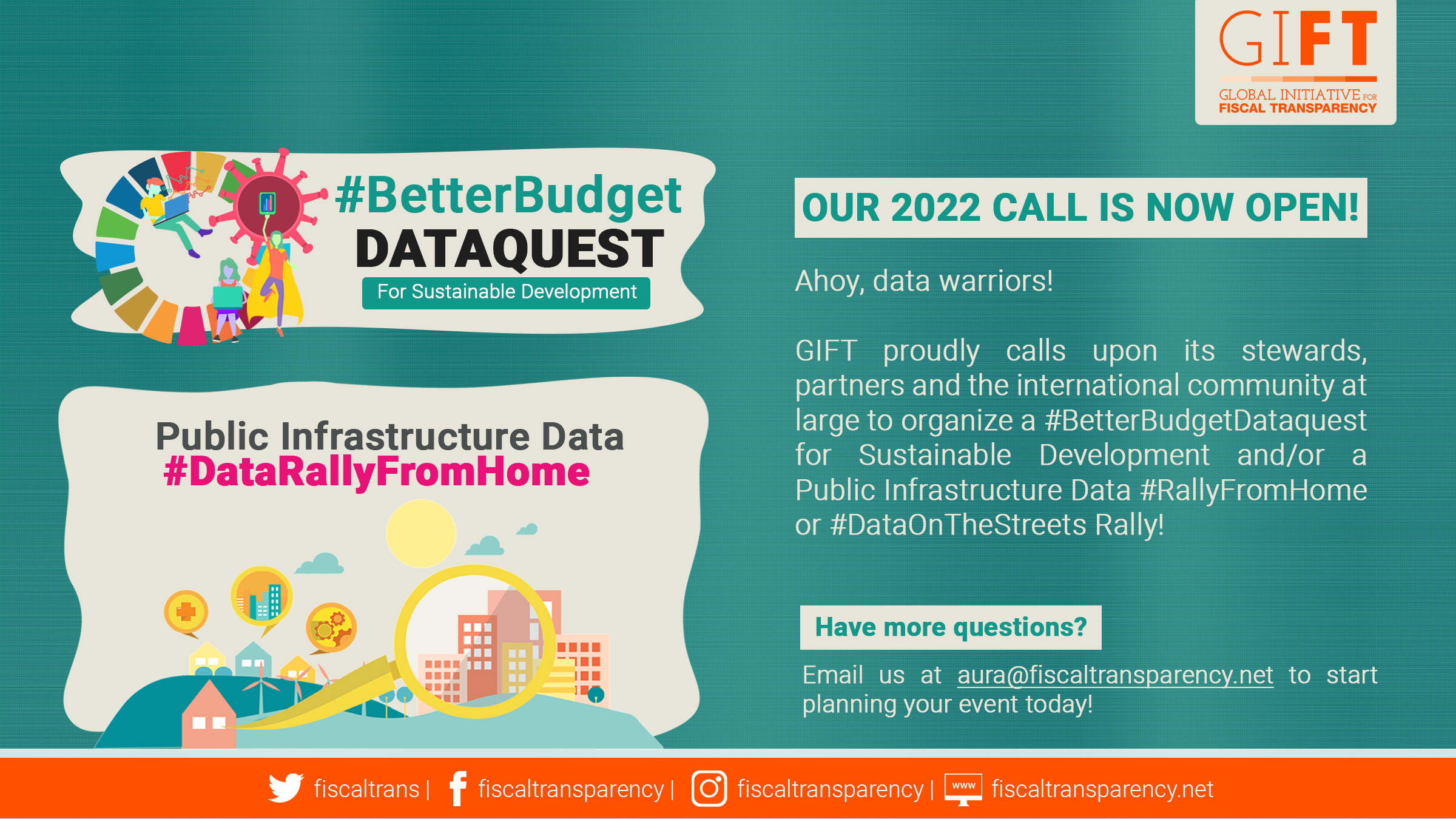 GIFT launches the 2022 call to host a #BetterBudgetDataquest for Sustainable Development or a Public Infrastructure Data #RallyFromHome
